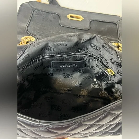 Michael Kors Vivianne Black Quilted Leather on chain Bag